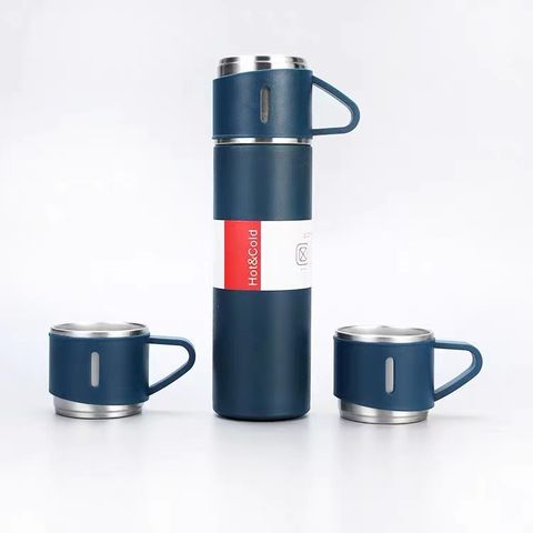 Biutsiun Green Vacuum Flask Set -A Water Bottle with 3 Cups Gift