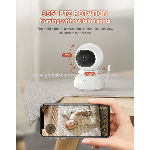 Babyphone vidéo Moniteur Bébé sans Fil avec Rotation 360°, Zoom Panoramique  à Di
