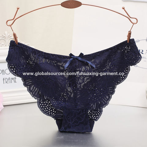 Womens Sexy Underwear Lace Panties High Waisted Plus Size Ladies Brief For  Women-blue-xxl