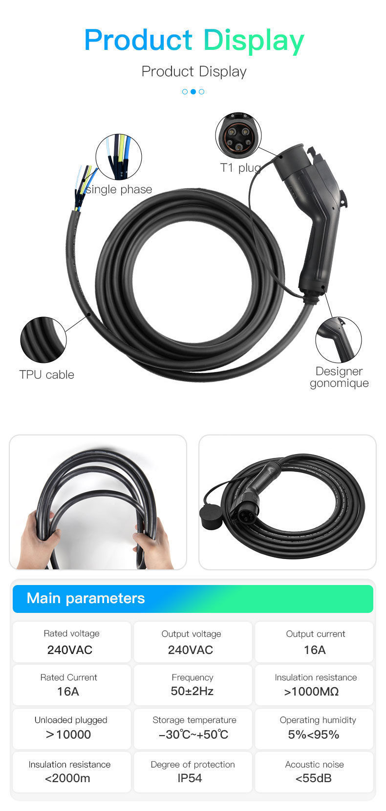 Buy China Wholesale Oem Logo Type1 16a 250v Sae J1772 Ev Charger Cable