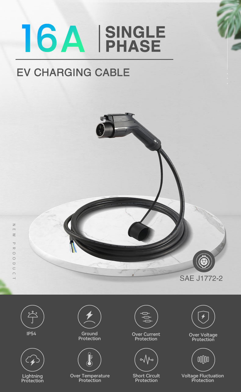 Buy China Wholesale Oem Logo Type1 16a 250v Sae J1772 Ev Charger Cable