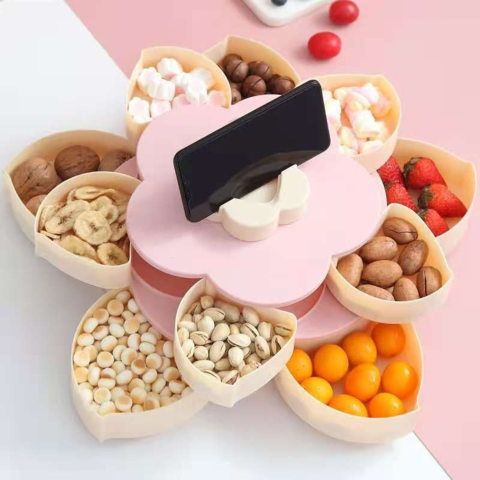 Recipiente Giratório para Snacks, Frutos Secos, Doces, Bandeja Organizadora de Alimentos, Recipiente para Alimentos Secos