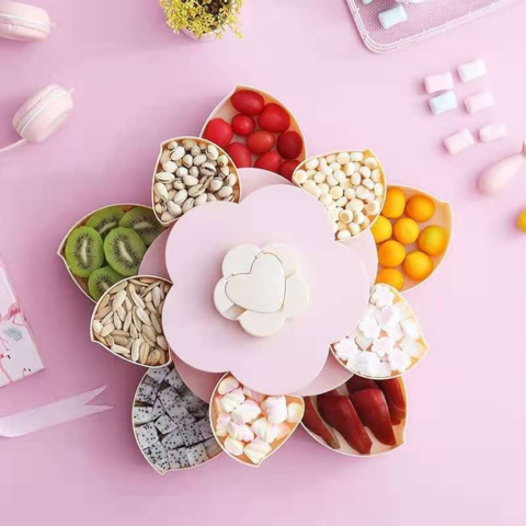 Recipiente Giratório para Snacks, Frutos Secos, Doces, Bandeja Organizadora de Alimentos, Recipiente para Alimentos Secos