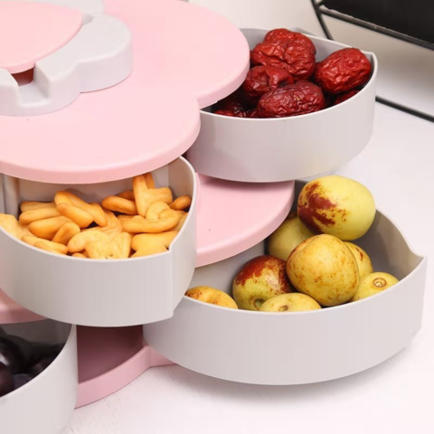 Recipiente Giratório para Snacks, Frutos Secos, Doces, Bandeja Organizadora de Alimentos, Recipiente para Alimentos Secos