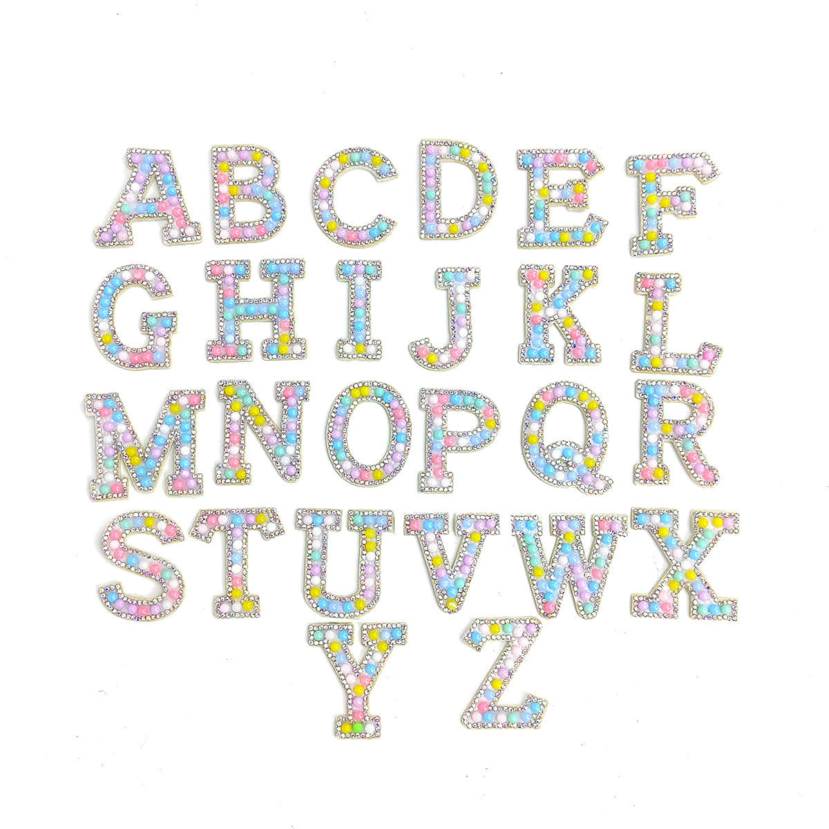 Wholesale Custom Alphabet Logo Embroidery Pearls Letters Iron on