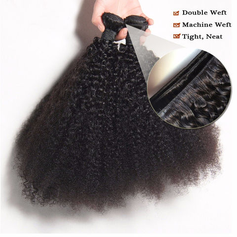 Mongolian Afro Kinky Curly Human Hair Weave 100% Virgin Hair Brazilian Hair  Weft