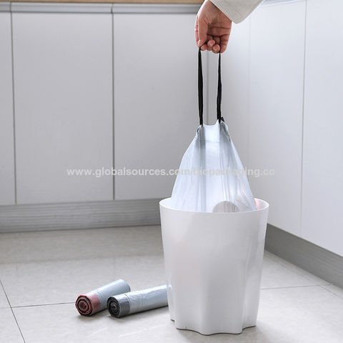 15Pcs/Roll Drawstring Trash Bags Kitchen Garbage Bags Garbage Bin Bathroom  Trash Can Bin Liners Plastic Bag Dispenser Household