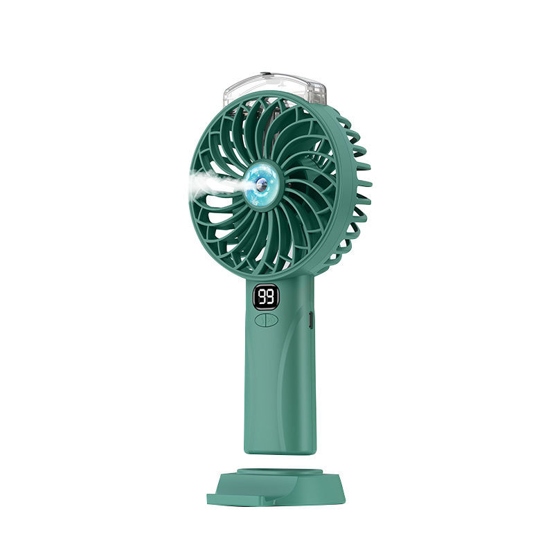 Small Desk Fan with Mist Spray,LED Night Light,Electric Battery Operated  Water Misting Fan,USB Rechargeable Portable Quiet Mini Desktop Table  Cooling