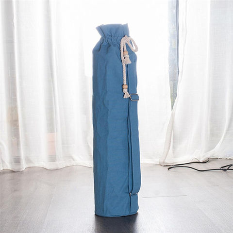 1pc Canvas Storage Bag, Minimalist Blue Shopper Bag With Wheel For