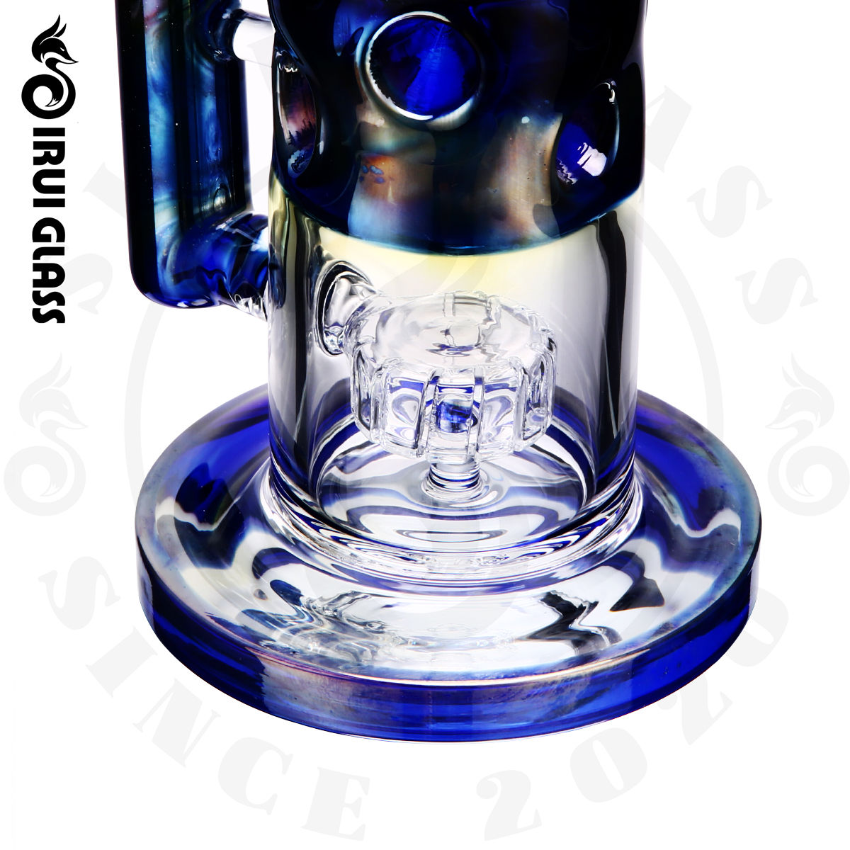 Bécher/Bong En Verre Bleu Épais 10mm - Connexion 14mm - Pipe à Eau Artisanale - Fait Main