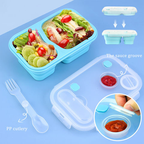 Silicone Folding Lunch Box with Lid Foldable Fruit Salad Bowl Food Storage  Containers Container Lunch Box Kitchen Tool