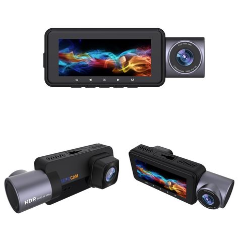 Caméras de Tableau de Bord pour Voitures Avant et arrière, Double Objectif  HD 1080P 4. 3 en Voiture DVR rétroviseur caméra Dash Cam enregistreur vidéo