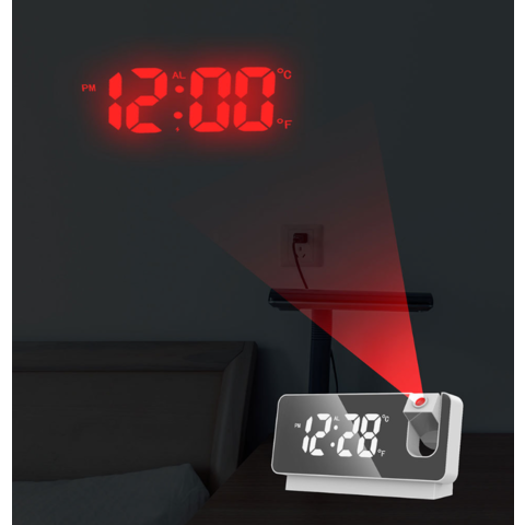 Nouveau réveil à projection miroir lumineux d'Amazon, horloge LED silencieuse multifonctionnelle avec projection électronique