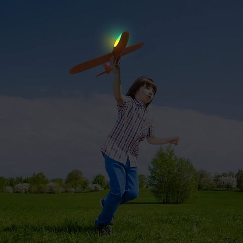 Avión de espuma con flash LED, 10m, pistola de avión con catapulta, juguete para niños, juego al aire libre, modelo de burbuja