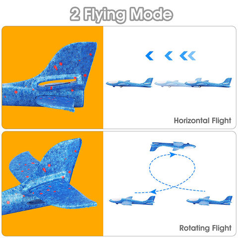 Avión de espuma con flash LED, 10m, pistola de avión con catapulta, juguete para niños, juego al aire libre, modelo de burbuja