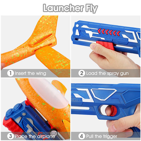 Avión de espuma con flash LED, 10m, pistola de avión con catapulta, juguete para niños, juego al aire libre, modelo de burbuja