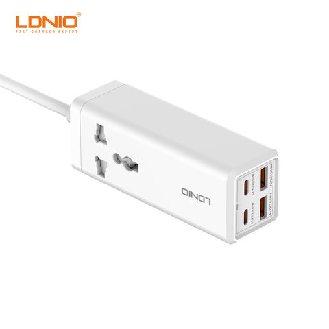 Comprar Regleta de enchufe UE con cable de extensión, interruptor maestro  USB tipo C, enchufe múltiple para el hogar, adaptador de carga de enchufe  con pines redondos eléctricos de CA