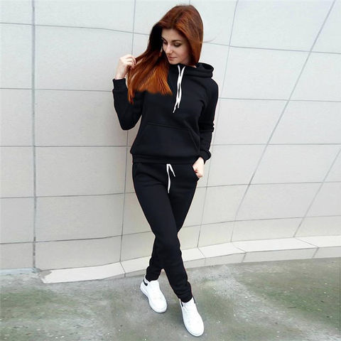Buy Wholesale China Custom Polyester Fabrics Fleece Hoodie Drawstring Long  Sleeve Clothing Women's Casual Tracksuit Sets & Women's Tracksuits at USD 4