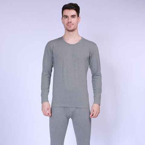 jovati Mens Thermal Underwear Mens Casual Thermal Underwear Middle Collar  Pure Color Warm Clothing Suit