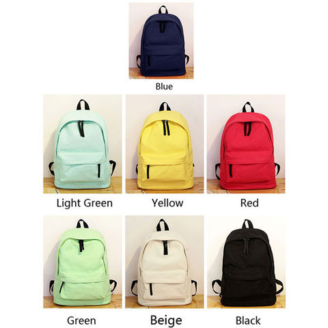 Cheap Solid Color Women Men Backpack Schoolbag Female Student