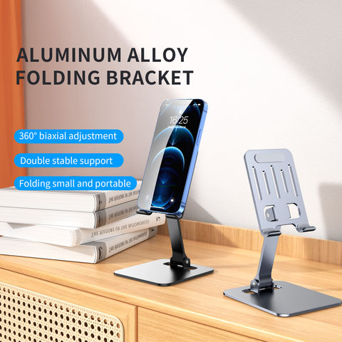 Double Folding Desktop Phone Holder Stand, Metal Desktop Phone