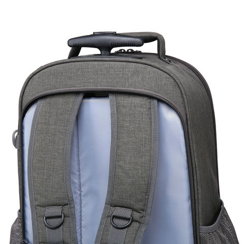 Mochila com rodas com compartimento para câmera e laptop, mochila para câmera e laptop com trolley