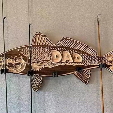 Fish Shape Decoration Other Fishing Products Wooden Wall Storage