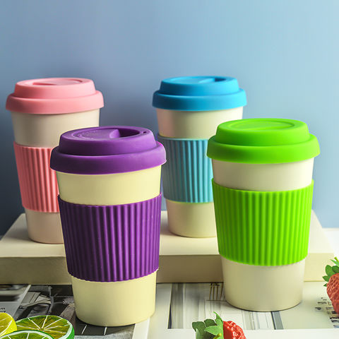 Eco Friendly Reusable Coffee Cup with Lid, Sustainable Wheat Fiber