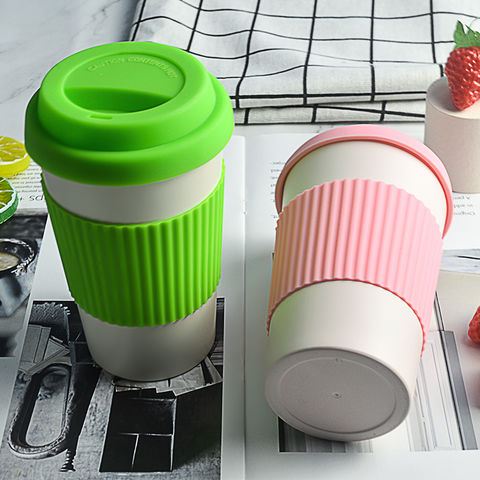 Eco Friendly Reusable Coffee Cup with Lid, Sustainable Wheat Fiber BPA Free  Dishwasher and Microwave Safe Portable Eco Cup