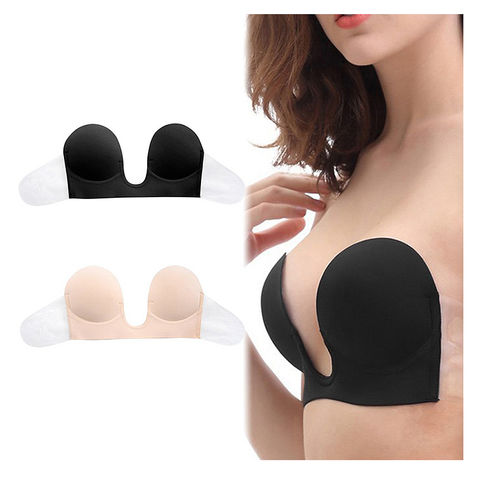 New Deep U Plunge Bra Invisible Push Up Bra Strapless Bras Formal Dress  Wedding/Evening Sticky Self-Adhesive Silicone Breathable Brassiere