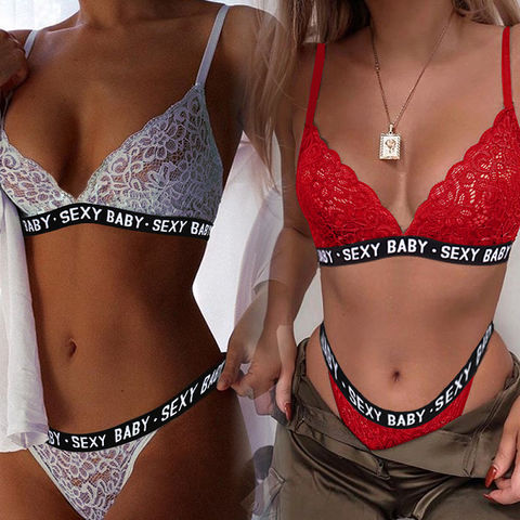  Bikini Set Women's Sexy Lingerie Bra Panty Letter