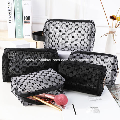 3 Pieces Mesh Cosmetic Bag Mesh Makeup Bags Mesh Zipper Pouch for