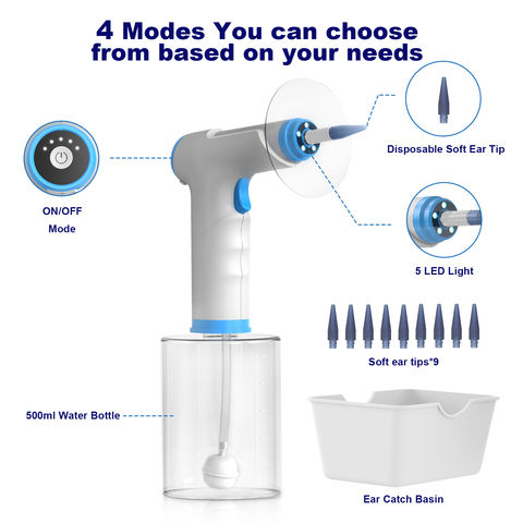 Herramienta de eliminación de cera de oído, kit de botella de spray de  limpieza de oídos, sistema de lavado de riego de oídos para adultos y niños