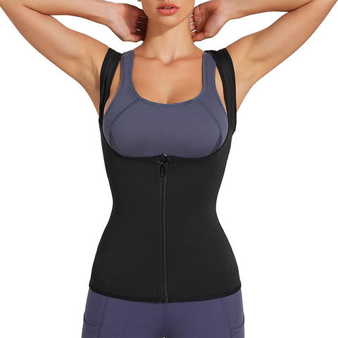 Cheap Womens Sauna Suit Waist Trainer Sauna Sweat T-Shirt Exercise Workout Tank  Tops Shapewear Sweatshirt Slimming Body Shaper Underwear