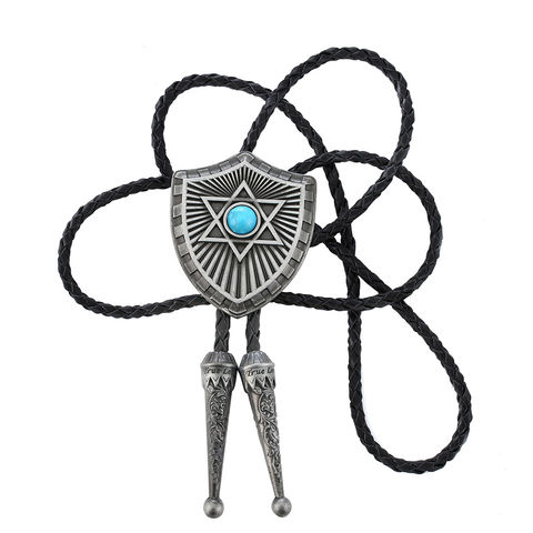Black Brushed leather bolo tie