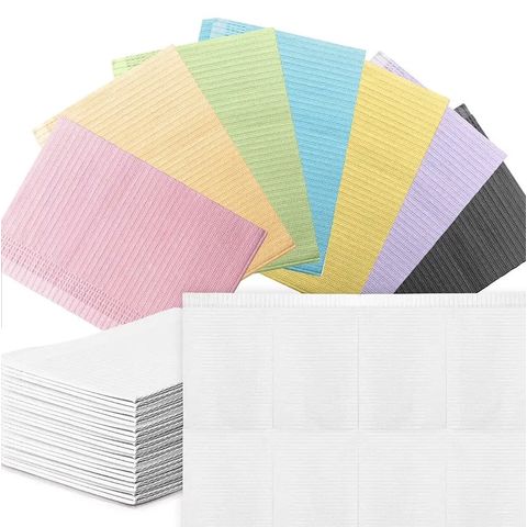 Baberos dentales impermeables desechables para salones de belleza, uñas, tatuajes, almohadillas coloridas, negro no tejido