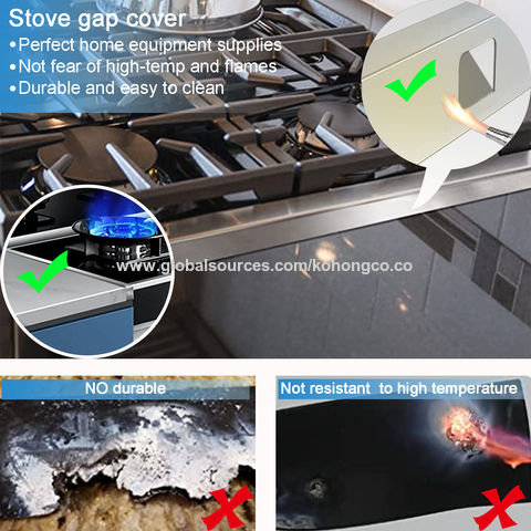 Stove Gap Cover Range Gap Filler Stainless Steel Counter Trim Kit Mirror  Black
