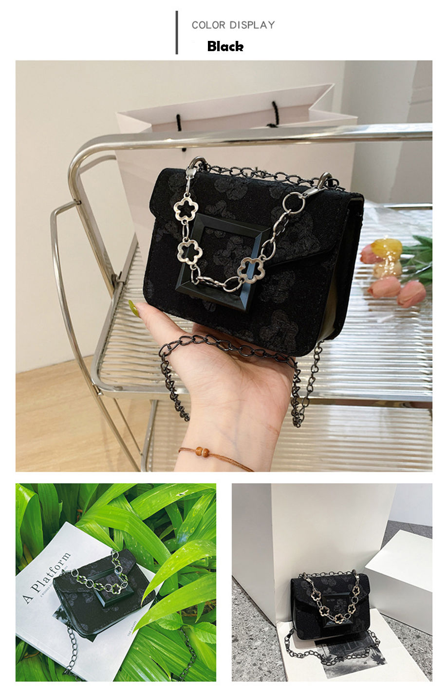 Summer New Female Bag PU Leather Women Bag Cute Fruit Packet Chain