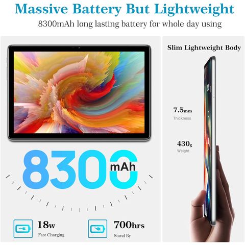 Tablet DOOGEE T10 4G 2023, 10.1" FHD+, Android 12, 15GB+128GB, Octa-Core, Batería 8300mAh, TÜV, Desbloqueo Facial, con Teclado