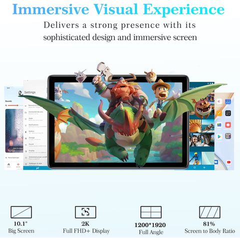 Tablet DOOGEE T10 4G 2023, 10.1" FHD+, Android 12, 15GB+128GB, Octa-Core, Batería 8300mAh, TÜV, Desbloqueo Facial, con Teclado
