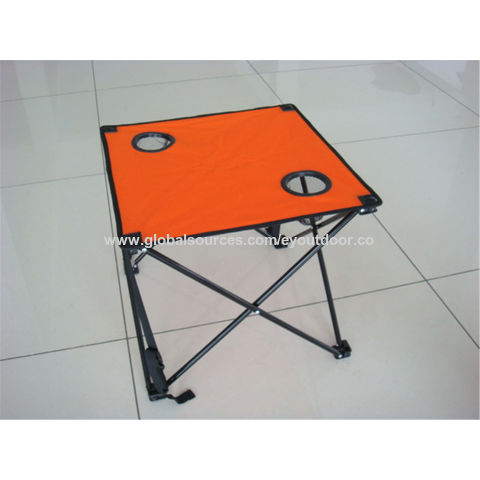 MESA CAMPING PLEGABLE CON PORTAVASOS COLOR ROJO