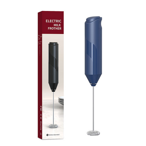 Milk Frother Handheld Detachable with Egg Beating Head, Stand. BLUE