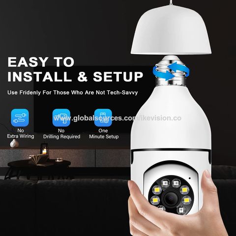 Cámara inalámbrica Wifi para interiores, videocámara IP CCTV con bombilla  E27, visión nocturna