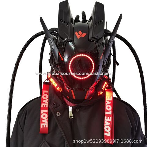 Casque Hi-tech, Cyberpunk Masque Rond Lumière Aile Tresse Triangle Lumière  Maquillage Festival Musique Led Masque Lumineux Technologie Tête