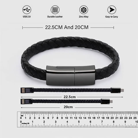 Cables cargador USB C al por mayor popular pulsera de cuero portátil Cables de carga rápida para iPhone 14 cables de carga de teléfono móvil