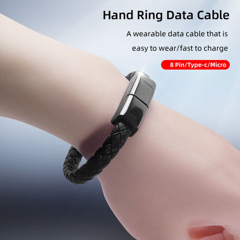 Cables cargador USB C al por mayor popular pulsera de cuero portátil Cables de carga rápida para iPhone 14 cables de carga de teléfono móvil