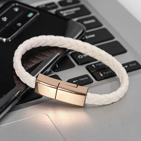 Cables cargador USB C al por mayor popular pulsera de cuero portátil Cables de carga rápida para iPhone 14 cables de carga de teléfono móvil