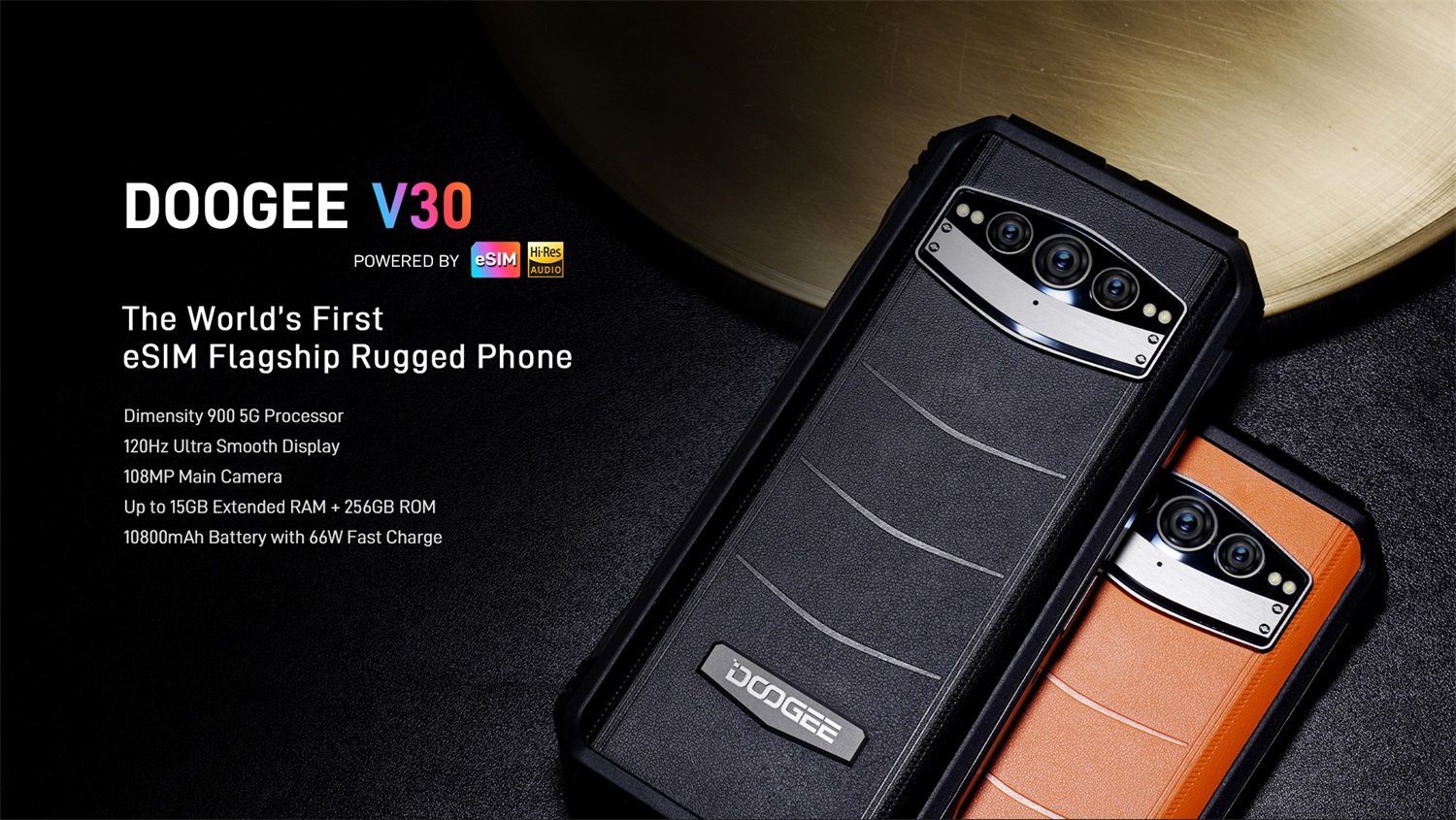  DOOGEE V30 Rugged Smartphone(2023), eSIM Dual 5G 15GB+256GB  Rugged Phone Unlocked, 6.6 FHD+ /120Hz Rugged Cell Phone, Dual Hi-Res  Speakers, Android 12, 108MP Triple Camera, Night Vision, NFC, OTG : Cell