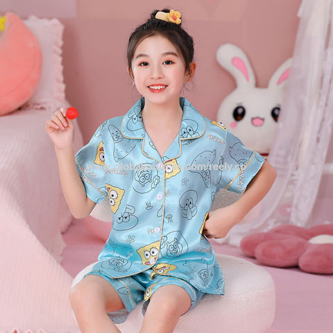 Compre Pijama Infantil De Verão Para Meninas, Seda De Gelo, Bonito, De Manga  Curta e Pijama Menina de China por grosso por 7.87 USD