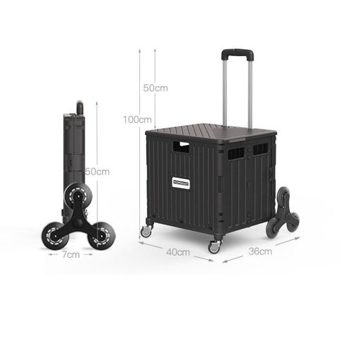 Carrito plegable con ruedas, carrito de arranque plegable para el hogar,  carrito portátil de 2 ruedas, caja plegable de plástico, caja de